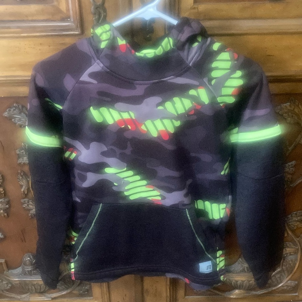 Russell Athletic Camouflage Hoodie with Neon Highlights